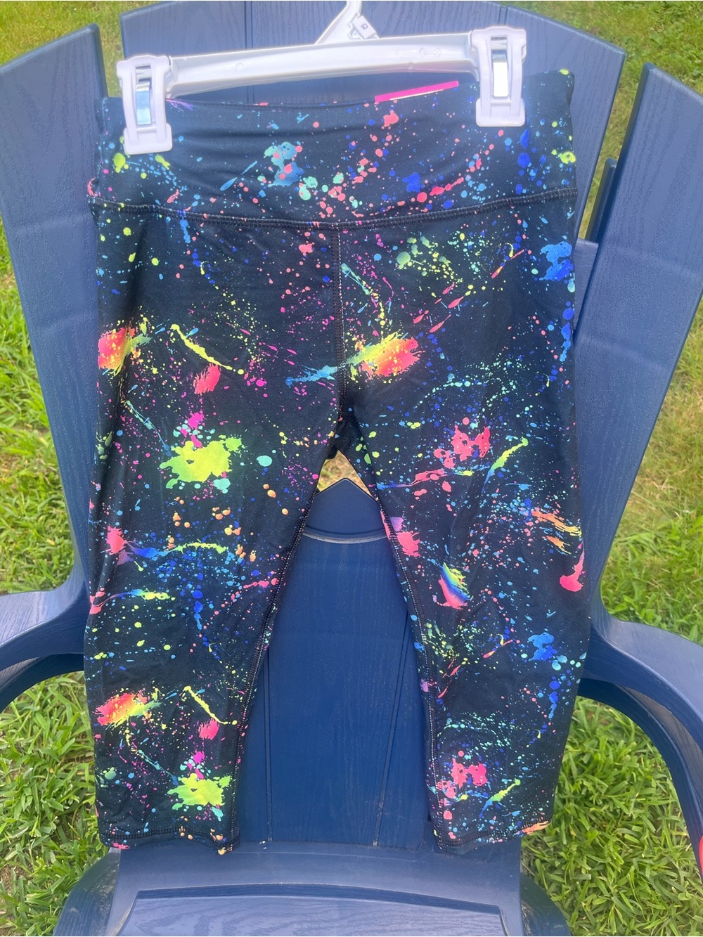 Kohl's Black Leggings with Neon Paint-Splash Print